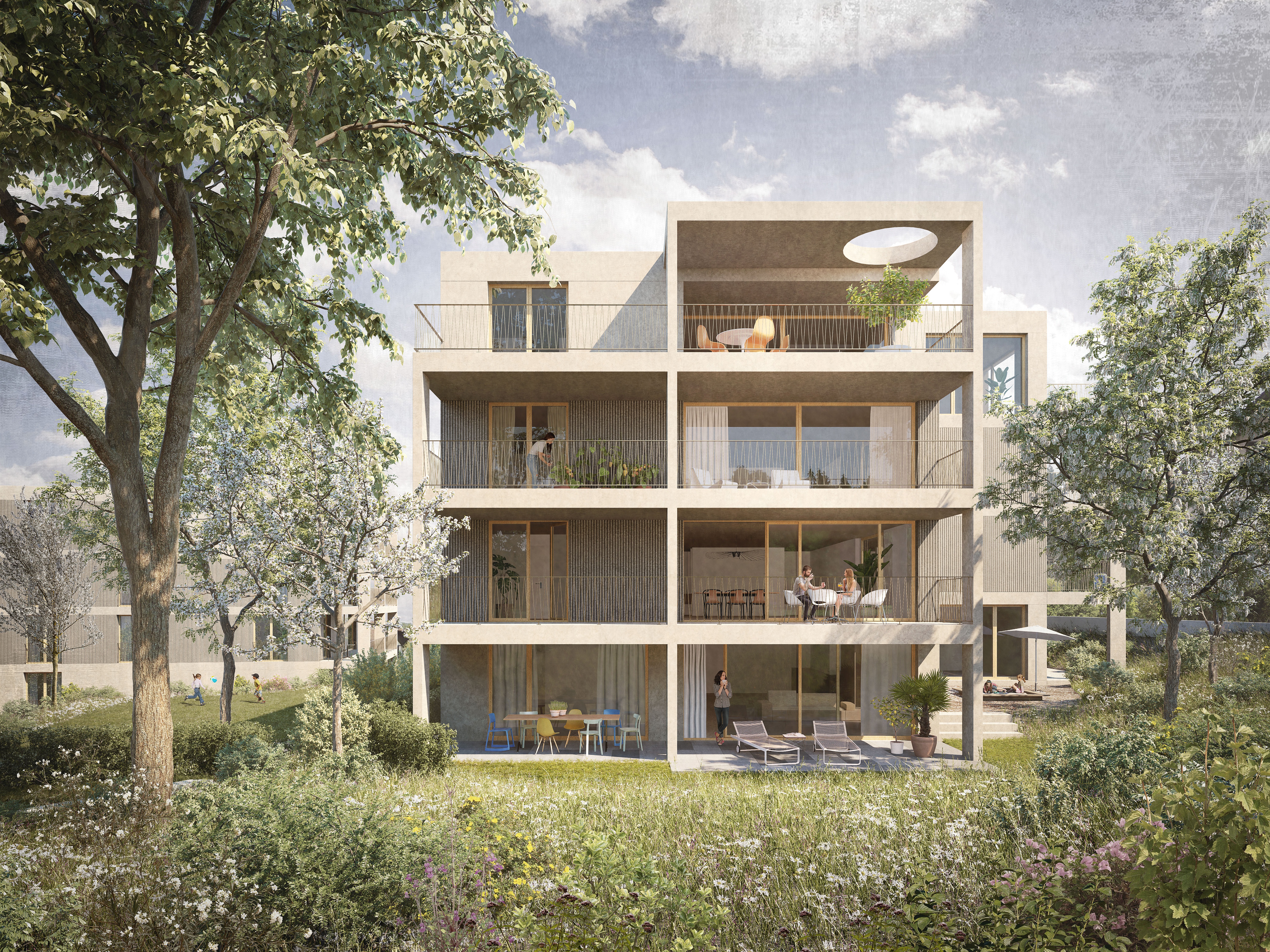 rollimarchini AG, Architekturbüro Bern, Architekten Bern, Architektur, Neubau, städtebaulicher Wettbewerb Entwicklung Dorfkern Ipsach, Projektvorschlag ZPP, Dienstleistung, Wohnen, 1.Rang